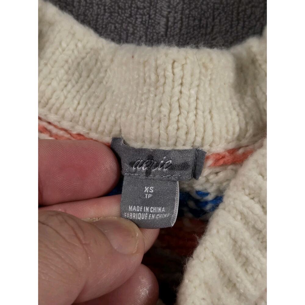 Aerie Oversized Womens Sz XS Fair Isle Knit Crewneck Sweater Bohemian Multicolor - Picture 5 of 9